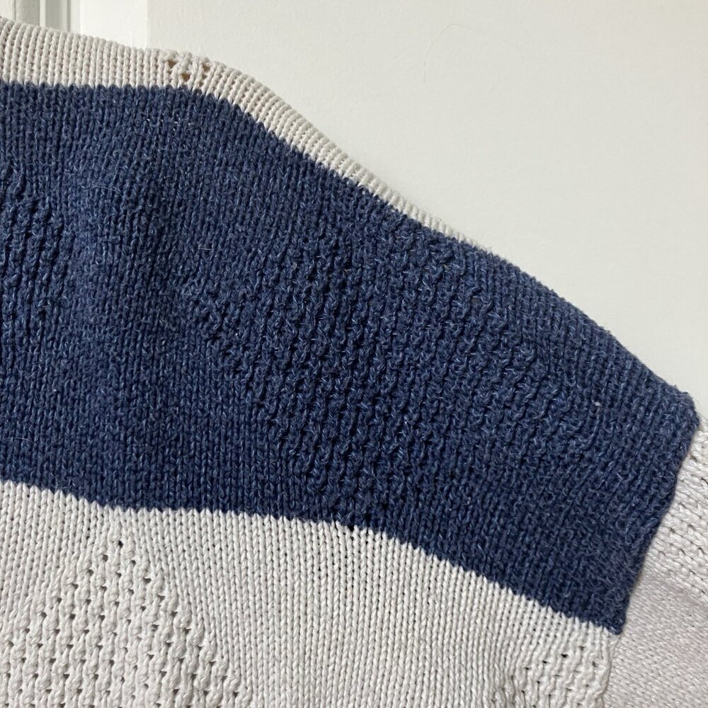 Vintage TT&Co Sport Sweater Womens M‎ Coastal Striped Grandpa Pullover - Picture 4 of 11